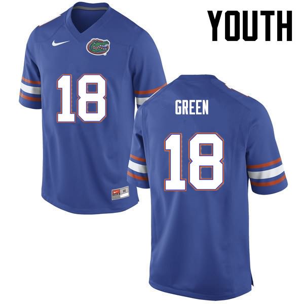 NCAA Florida Gators Daquon Green Youth #18 Nike Blue Stitched Authentic College Football Jersey YPW3664RI